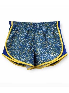 Nike Dri-Fit Running Shorts Blue Yellow Print Built In Liner XS